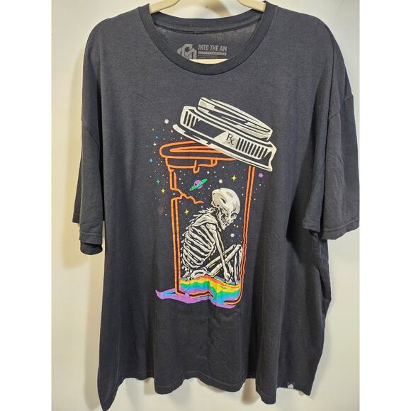 Into The AM T-Shirt Size 4XL Skeleton In A Bottle Graphic T Shirt Rainbow Festiv - Picture 2 of 11
